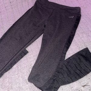 2 leggings ,first are grey, second are black flared leggings